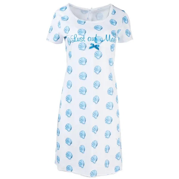 Louis&Louisa, Nachthemd, Lust auf Meer Druck Muscheln blau allover, front